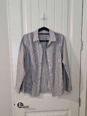 Chico's Striped Button-Up Blouse -  Black & White